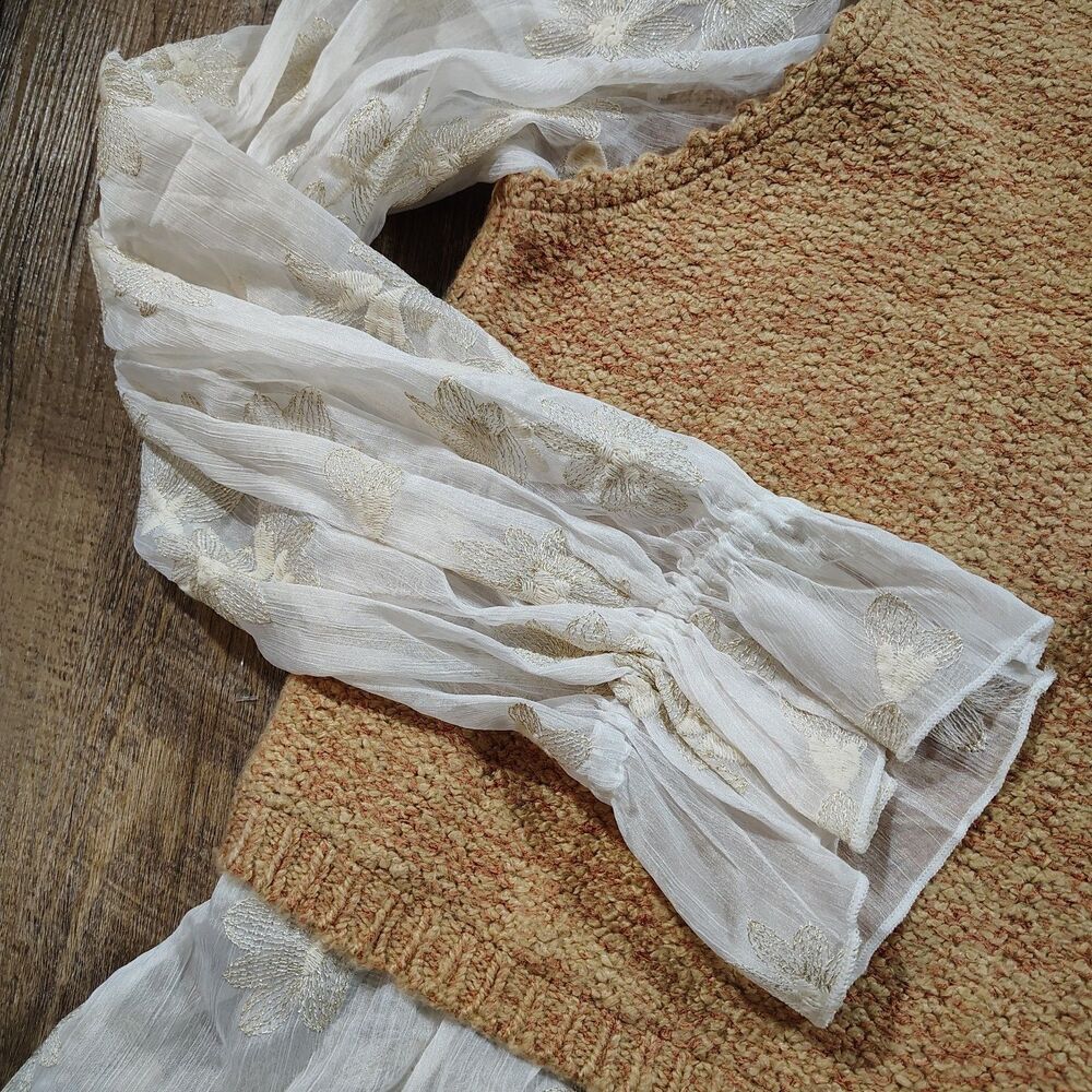 Anthropologie Womens Romantic Cottagecore Knit Sweater Vest Size 2X Ruffle Trim - Picture 12 of 15